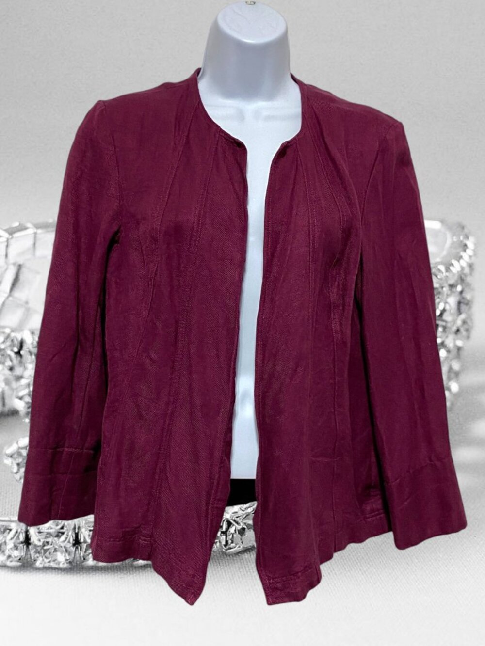 Coldwater Creek-Women's Medium Burgundy Light Jacket Open No Closure